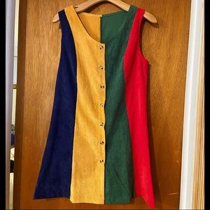 Vintage Color-block Button Dress